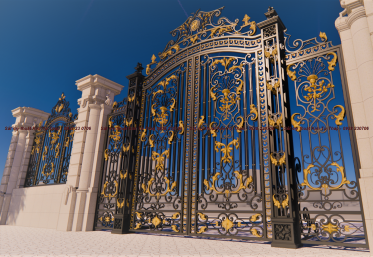 Cửa cổng và hàng rào sắt nghệ thuật cho biệt thự tân cổ điển CC099