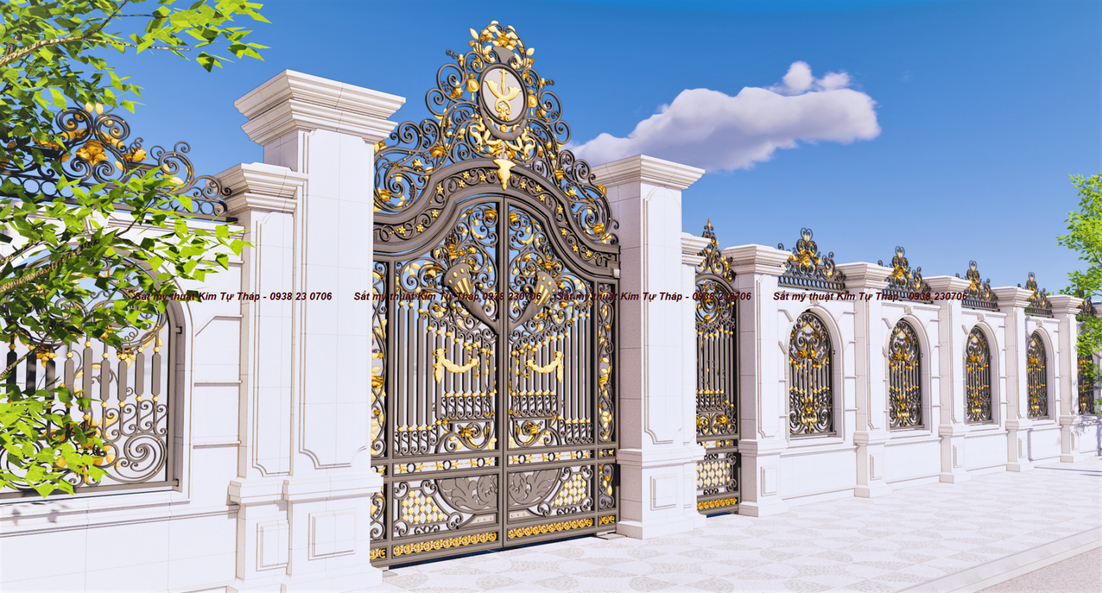 mẫu cửa cổng sắt mỹ thuật đẹp