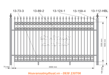 Hàng rào sắt mỹ thuật HR029