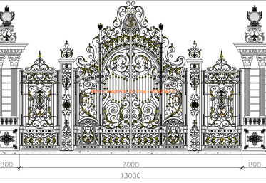 Cửa cổng sắt mỹ nghệ - thiết kế thi công cho kiến trúc Lâu Đài Villa 