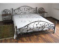 Giường ngủ sắt mỹ nghệ uốn hoa văn GS007