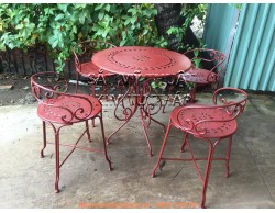 Bộ bàn ghế sắt uốn mỹ thuật ngoài trời cho sân vườn BG017