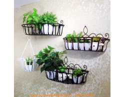 Kệ hoa sắt mỹ thuật uốn hoa văn cho lan can ban công KH017