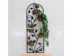 Kệ cây xanh sắt mỹ nghệ uốn hoa văn treo tường KH021