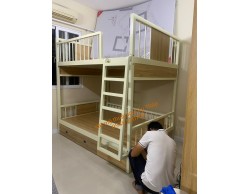 Giường tầng sắt có hộc kéo kết hợp gỗ công nghiệp GS0075