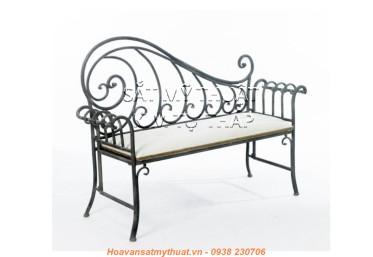 Ghế bằng dài sắt mỹ thuật uốn hoa văn BG018