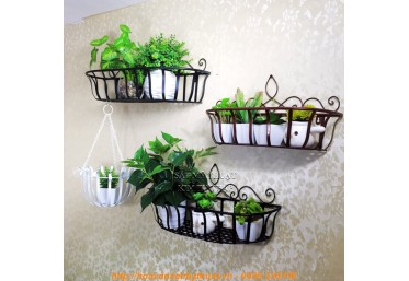 Kệ hoa sắt mỹ thuật uốn hoa văn cho lan can ban công KH017
