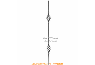 sắt vuông đặc trơn 2 trái trám PKCT032
