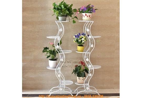 Kệ hoa sắt rèn sắt uốn mỹ nghệ để sân vườn KH015