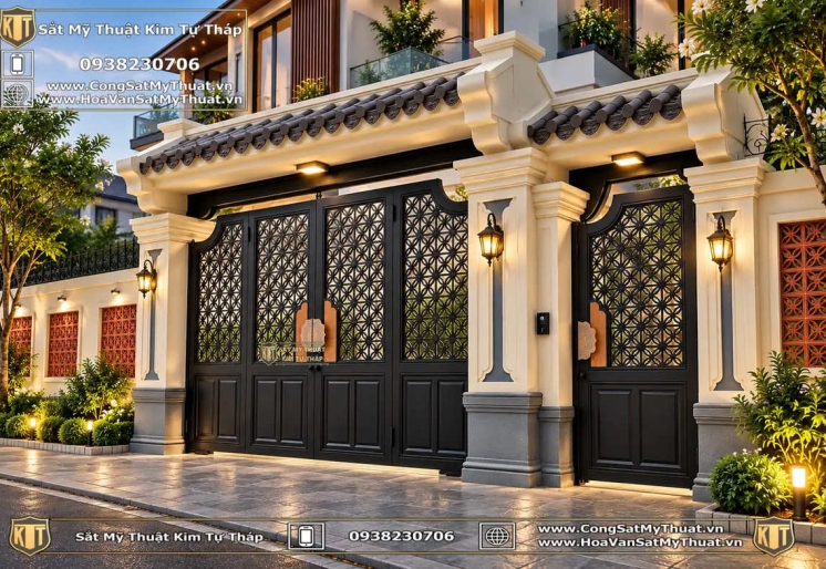 Mẫu cổng nhà indochine CC135