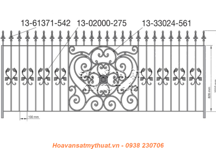 Hàng rào sắt uốn hoa văn HR029