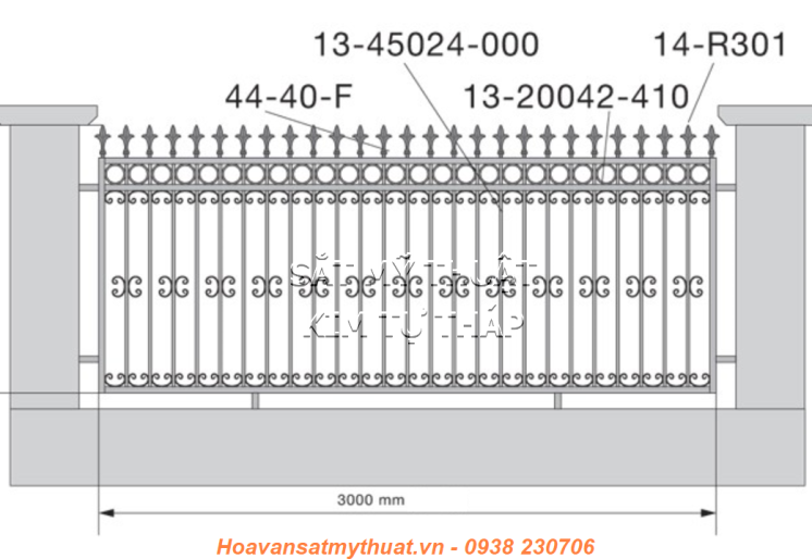 Hàng rào sắt mỹ thuật HR034