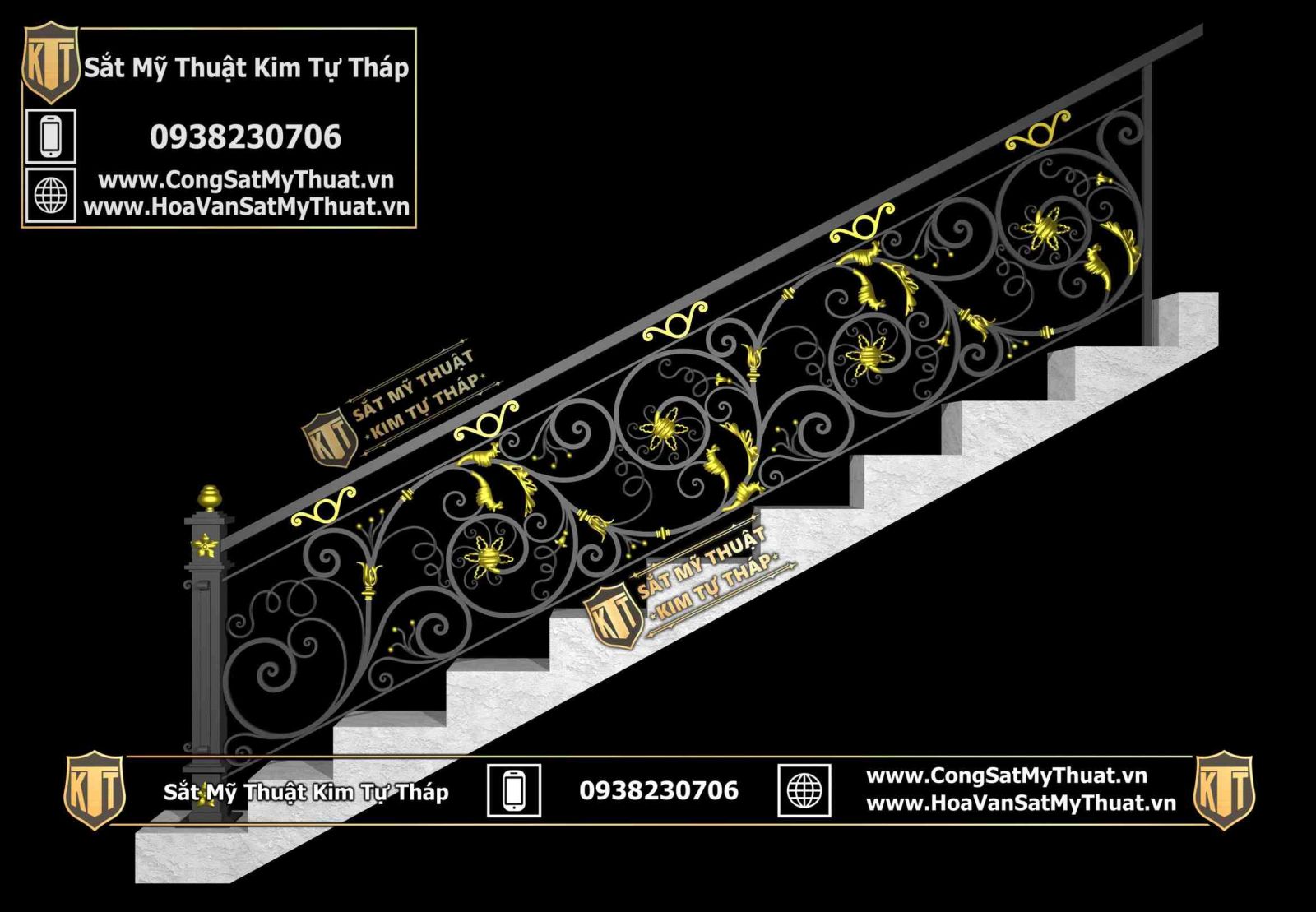 Mẫu cầu thang sắt mỹ thuật 