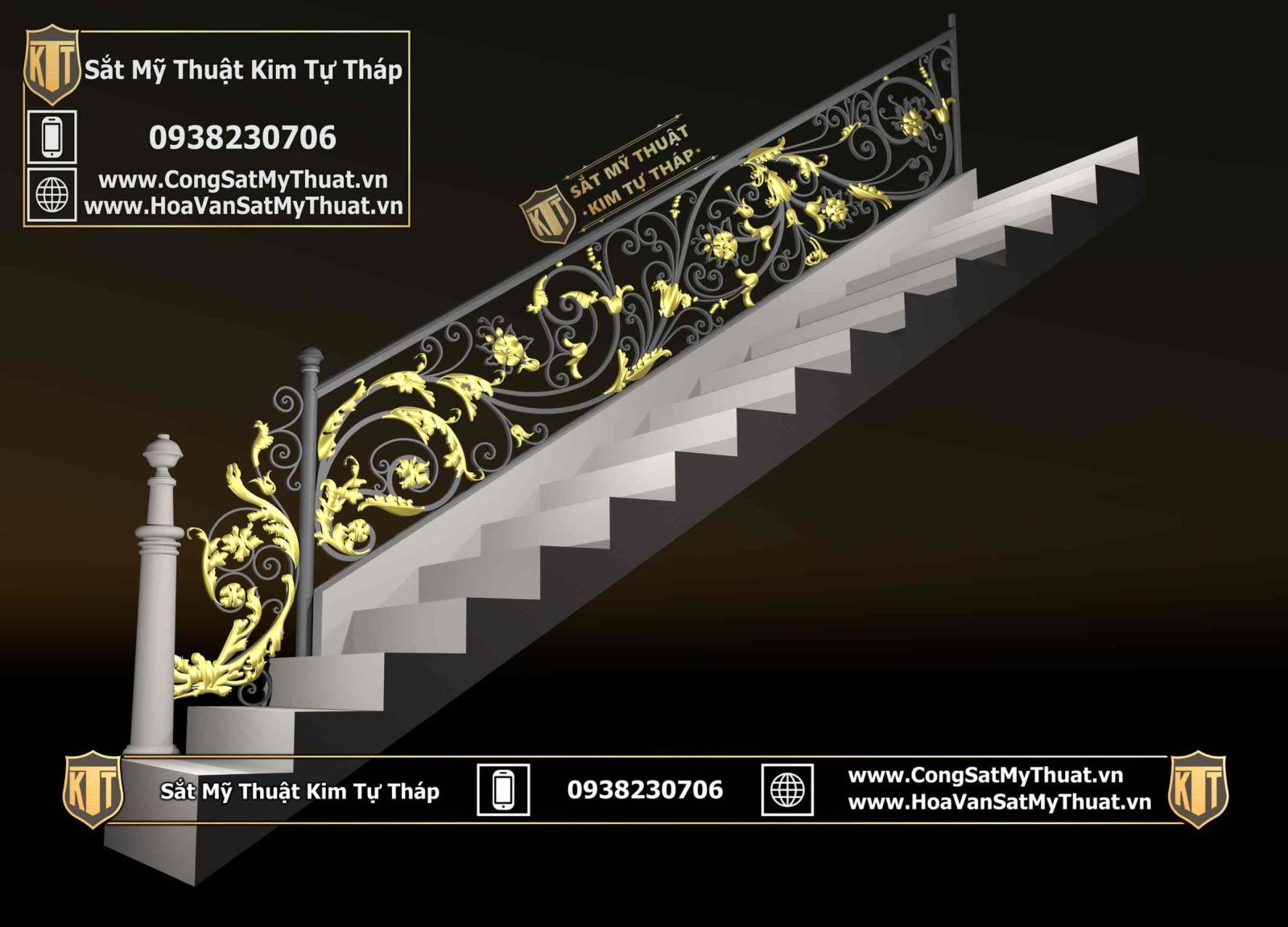 Lan can cầu thang sắt mỹ thuật đẹp
