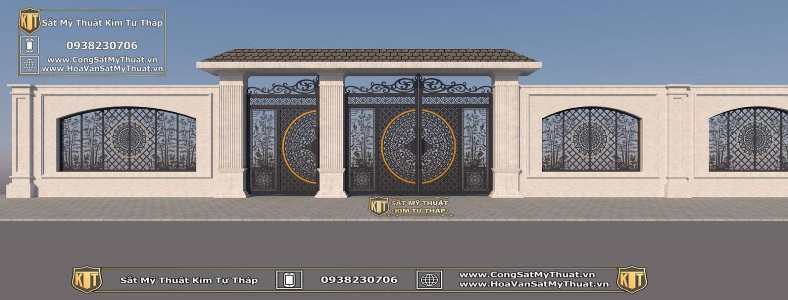 cổng 2 cánh nhà mái nhật sắt cắt cnc 
