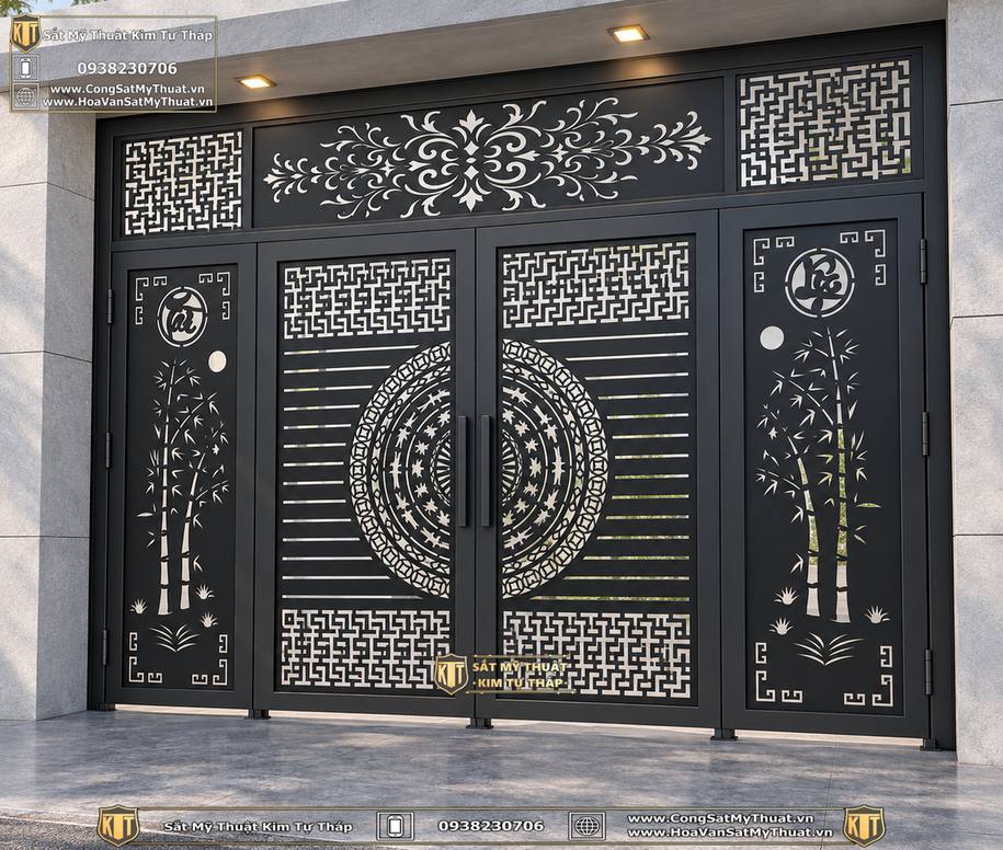 Cổng 4 cánh CNC phong thủy