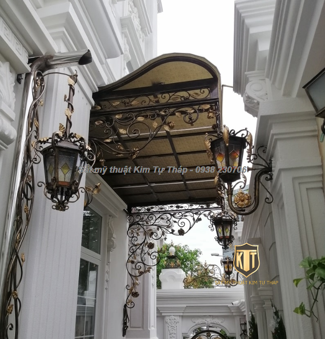 Mái che mái kính cửa đi sắt mỹ thuật MH0269