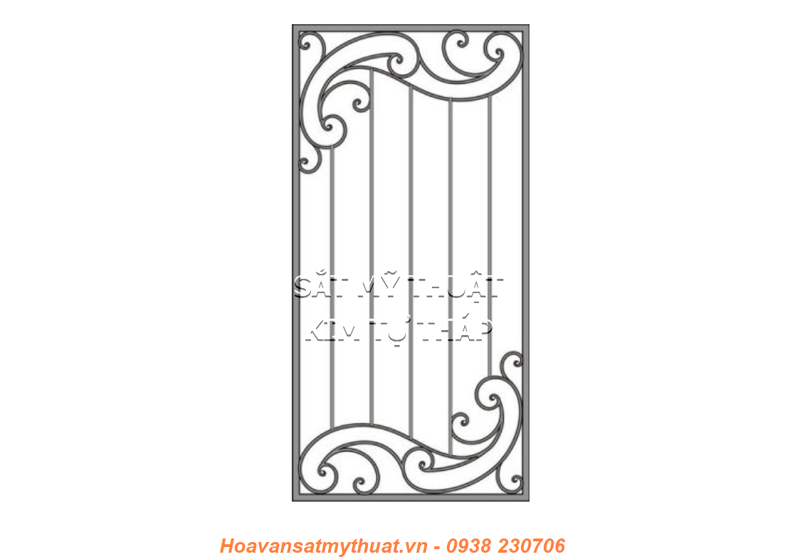 Khung cửa sổ sắt kỹ nghệ uốn hoa văn KC006