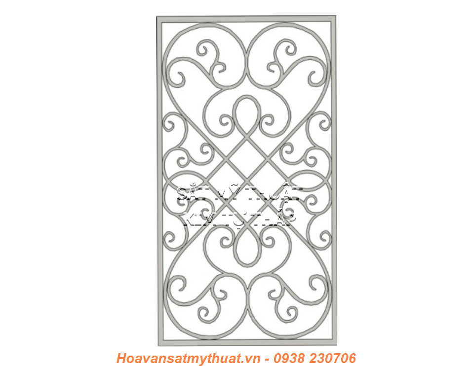 Khung cửa sổ sắt mỹ nghệ uốn hoa văn KC060