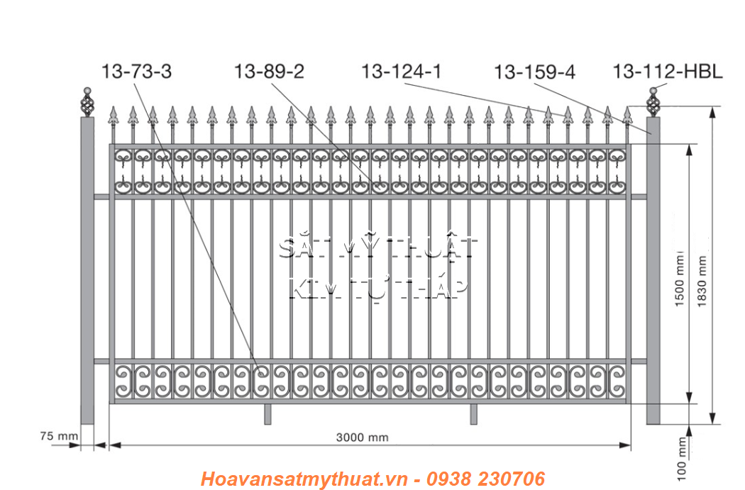 Hàng rào sắt mỹ thuật HR029