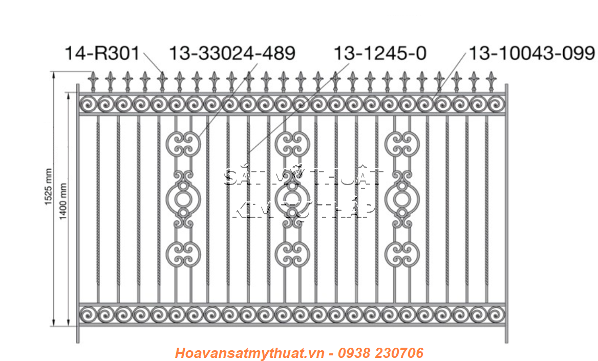 Hàng rào sắt mỹ thuật HR030
