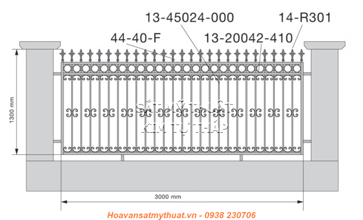 Hàng rào sắt mỹ thuật HR034