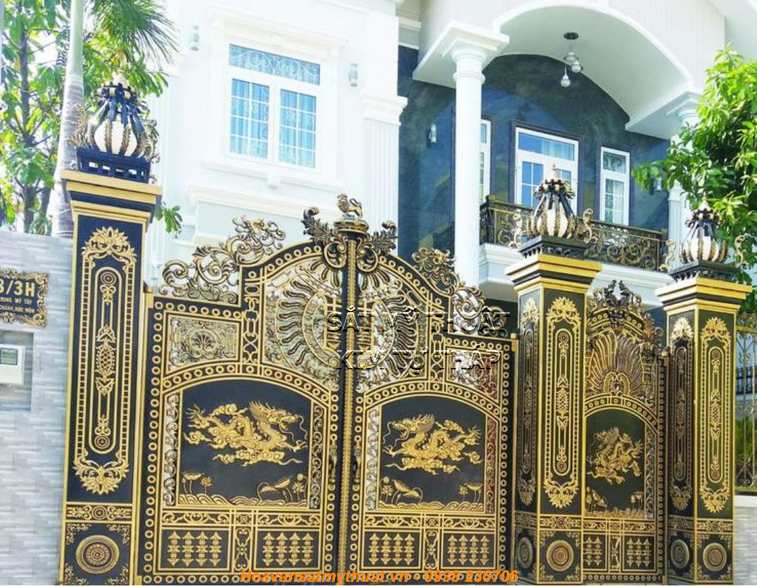 Thiết kế thi công cửa cổng nhôm đúc mỹ thuật cho biệt thự nhà phố 
