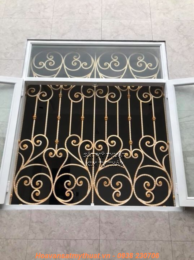 Khung cửa sổ sắt rèn mỹ nghệ 001