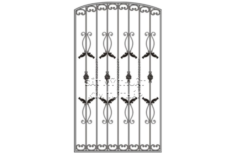 Khung cửa sổ sắt mỹ thuật uốn hoa văn KC045