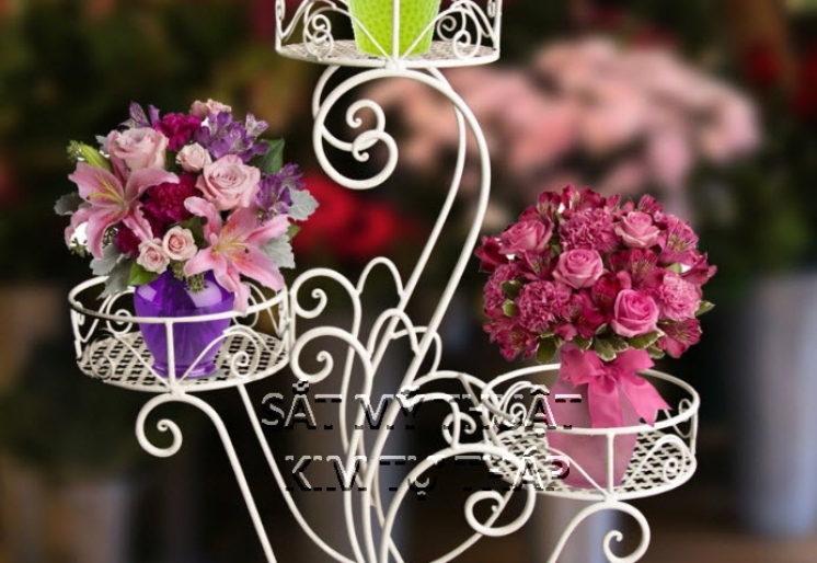 Kệ hoa sân vườn sắt mỹ thuật KH009