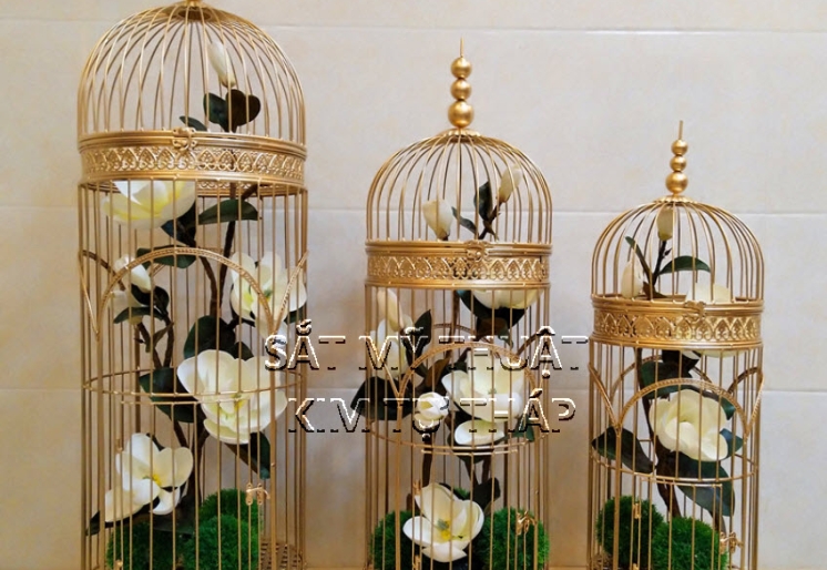 Lồng chim sắt mỹ thuật trang trí tiệc LC021