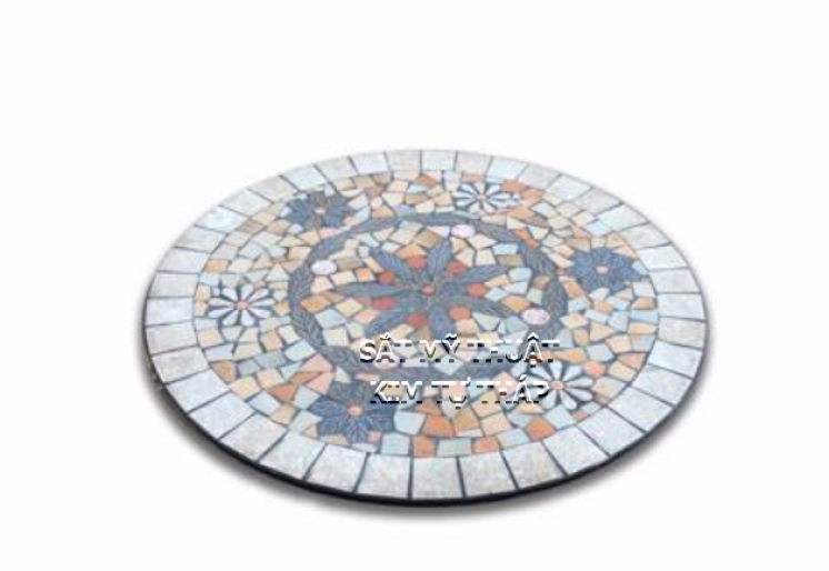 Mặt bàn đá ghép đá mosaic msi02
