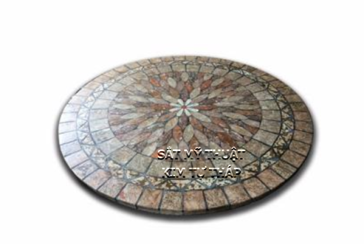 Mặt bàn đá ghép đá mosaic msi06